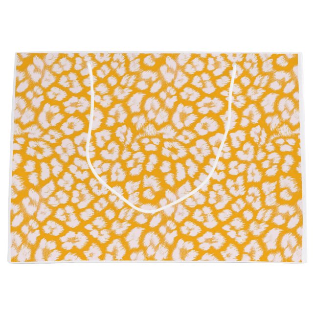 Throw Pillow White yellow abstract leopard print Large Gift Bag (Front)