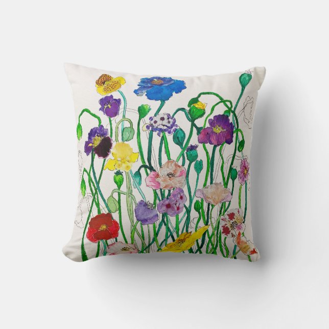 Throw Pillow Wild Poppies (Front)