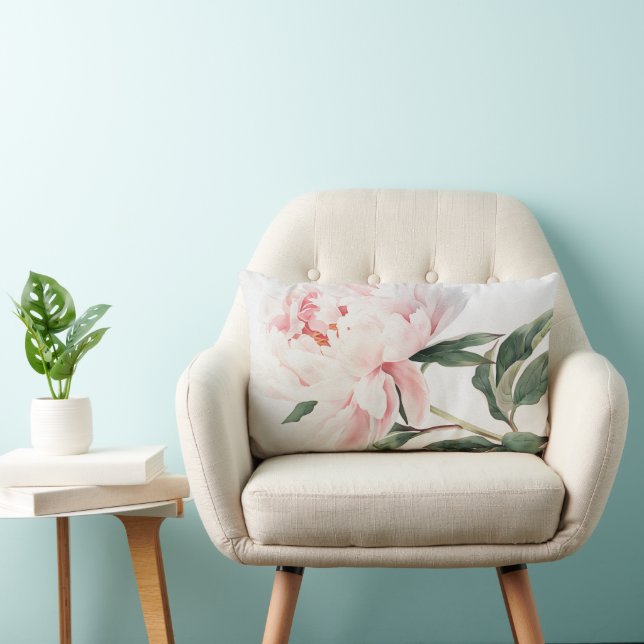 Throw pillow with a gently peony print (Chair)