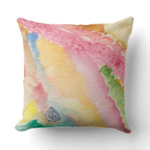 throw pillow with abstract design & pink on back