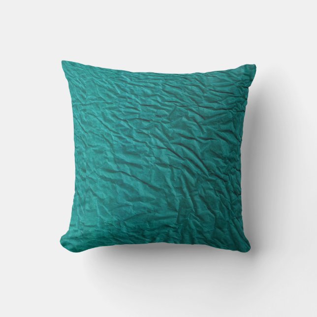 Throw Pillow with Crinkled Emerald Green Design (Front)