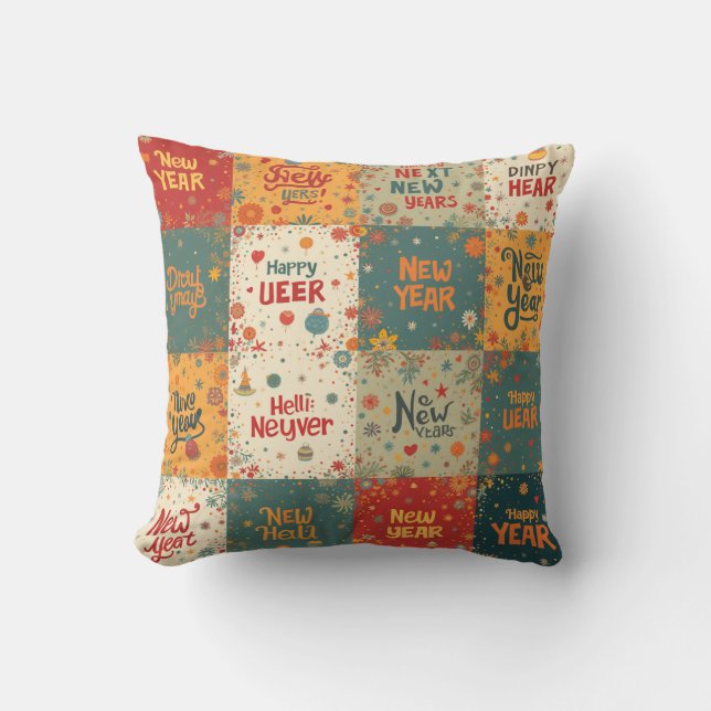 Throw Pillow with expressing the New Year pattern (Front)