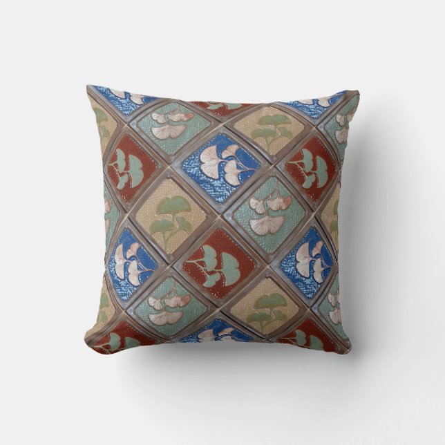 Throw Pillow With Gingko tile (Front)