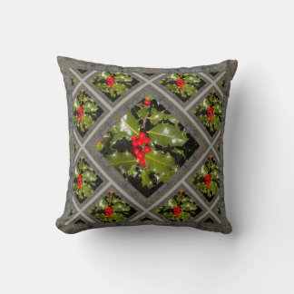 Throw Pillow with Holiday Holly