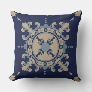Throw Pillow with Mexican Tile Design