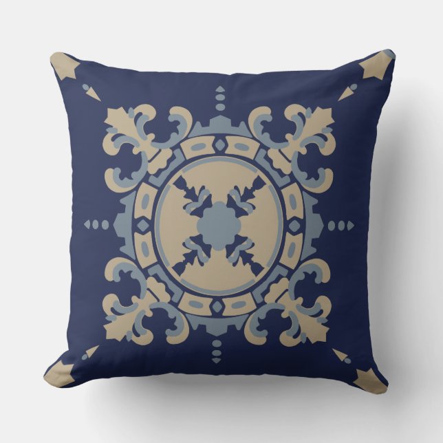 Throw Pillow with Mexican Tile Design (Front)