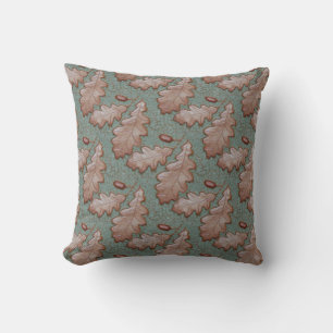 Throw Pillow with Oak leaf & acorn print