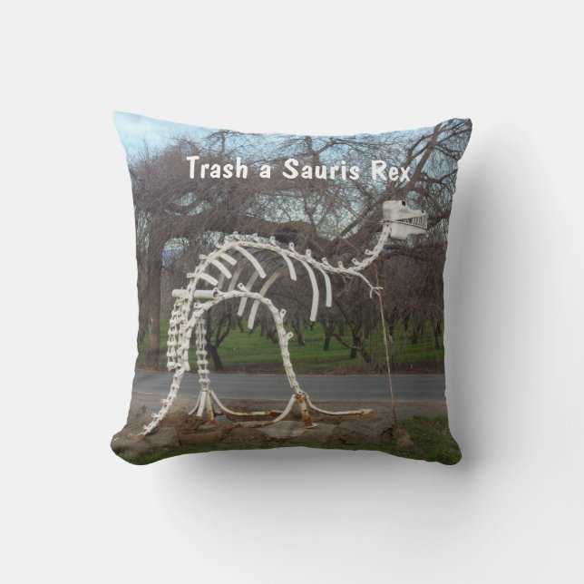 Throw pillow with Old Dino Bones Home Decor.  (Front)