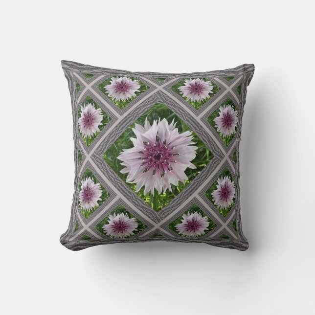 Throw Pillow with Pink Coneflowers (Front)