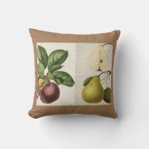 throw pillow with vintage apples and pears