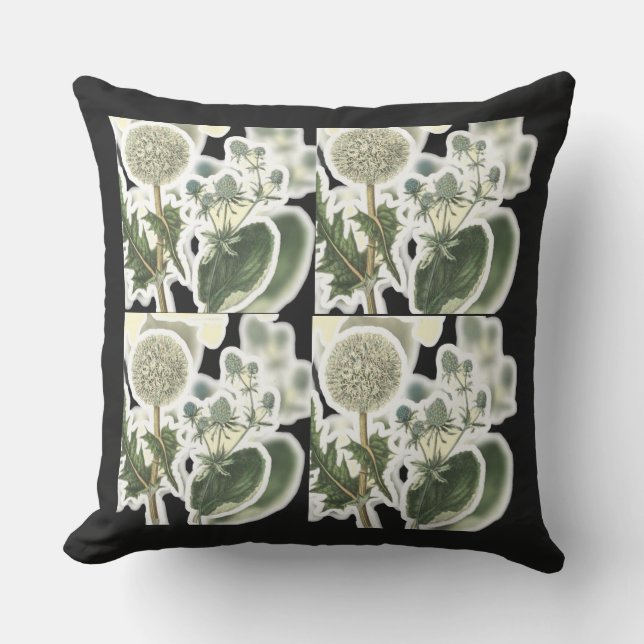Throw Pillow with Vintage Flower Print and Quote (Front)