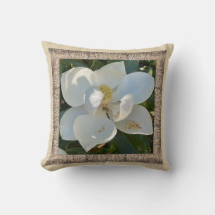 Throw Pillow with White Magnolia