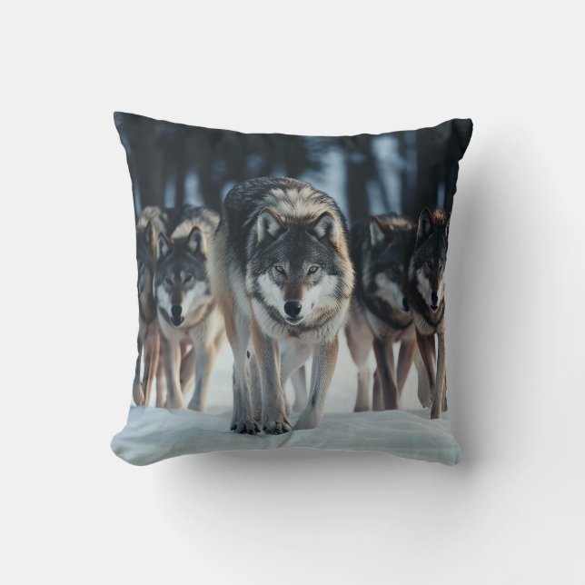 Throw Pillow-Wolves Cushion (Front)