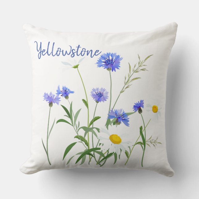 Throw Pillow-Yellowstone Wildflowers Cushion (Front)
