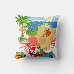 Throw Pillows Beach Fun Octopus