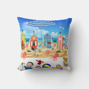 Throw Pillows Beach Fun Octopus
