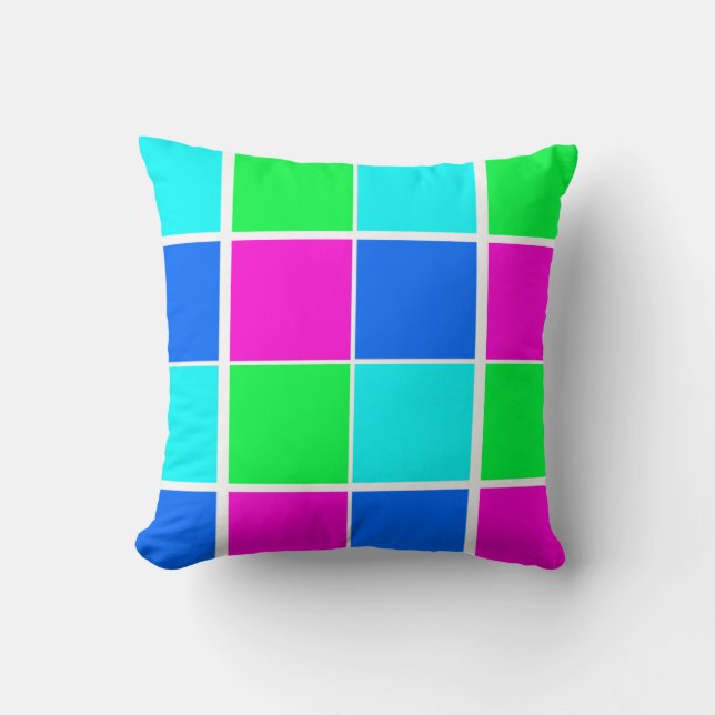 Throw Pillows Blue Green Pink (Front)