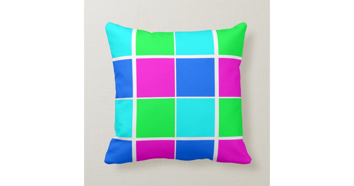 Throw Pillows Blue Green Pink Zazzle.co.uk