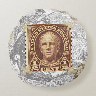 Throw pillows-Nathan Hale (1755–1776) Spy American Round Cushion