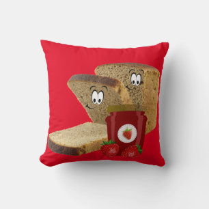 Throw Pillows Red Toast Bread Strawberry Jam