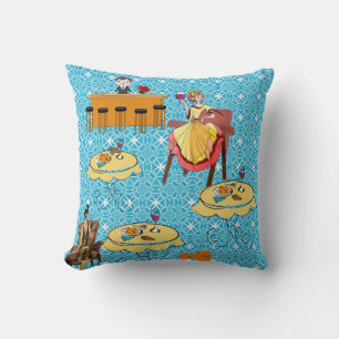 Throw Pillows Retro Woman Dinning