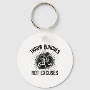 Throw Punches Not Excuses Boxer Sports Gym Athlete Key Ring