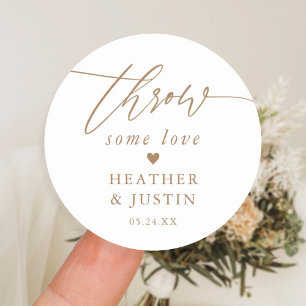 Throw Some love Gold Wedding Confetti Classic Round Sticker