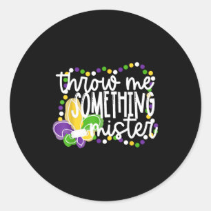 Throw something mister mardi gras beads new orlean classic round sticker