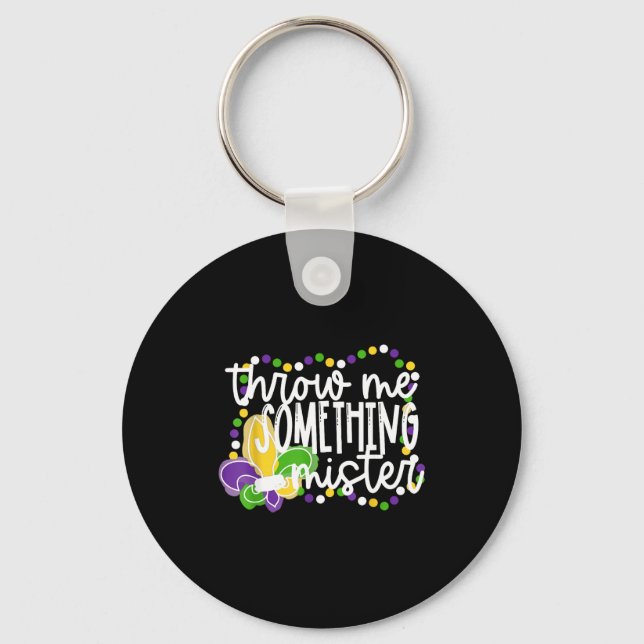 Throw something mister mardi gras beads new orlean key ring (Front)