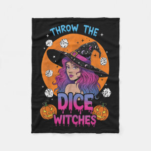 Throw The Dice Witches Bunco Party Funny Halloween Fleece Blanket