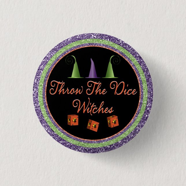  Throw The Dice Witches Halloween Sparkle Bunco 3 Cm Round Badge (Front)
