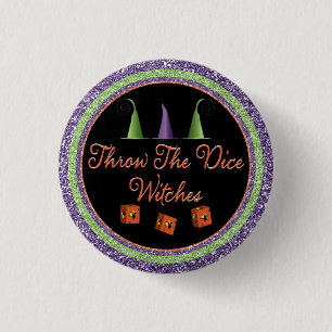  Throw The Dice Witches Halloween Sparkle Bunco 3 Cm Round Badge