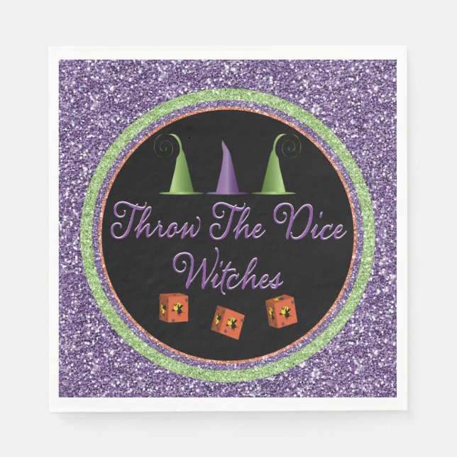 Throw The Dice Witches Sparkle Bunco Napkins (Front)