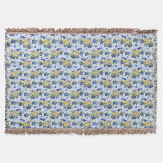 Throw Whimsical Bird & Blueberries Blue Yellow