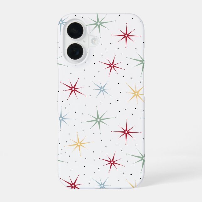 Throwback Atomic Starburst Midcentury Pattern iPhone 16 Case (Back)