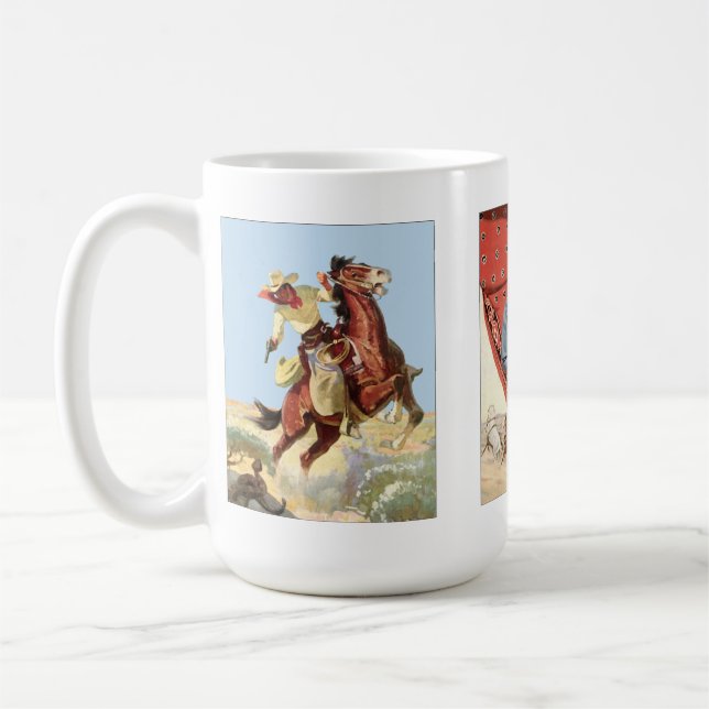 Throwback Space Pulp Western Riders Vintage Mug (Left)