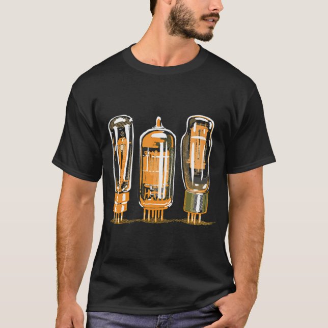Throwback style stereo amplifier vacuum tubes T-Shirt (Front)