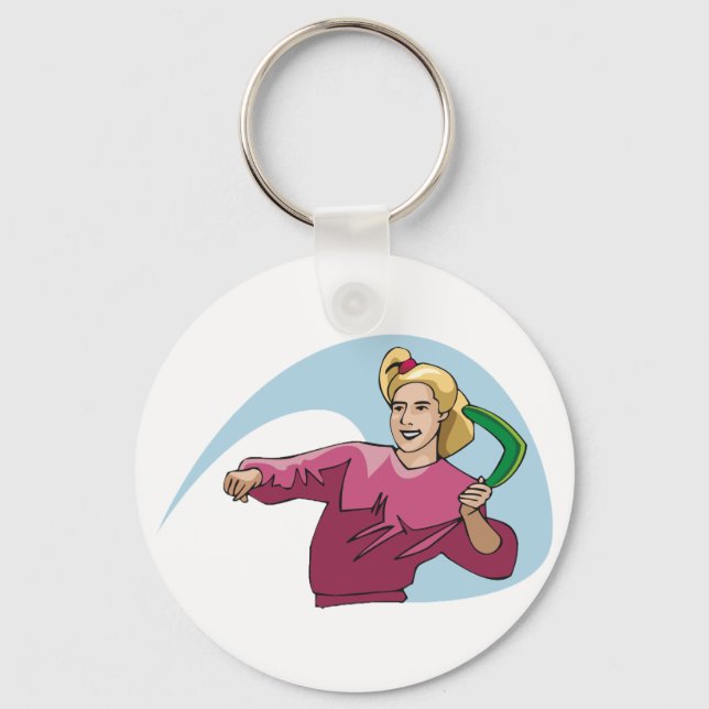 Throwing A Boomerang Key Ring (Front)
