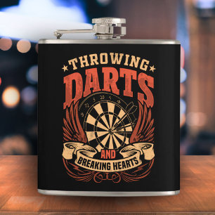 Throwing Darts Breaking Hearts Flask 6 oz.