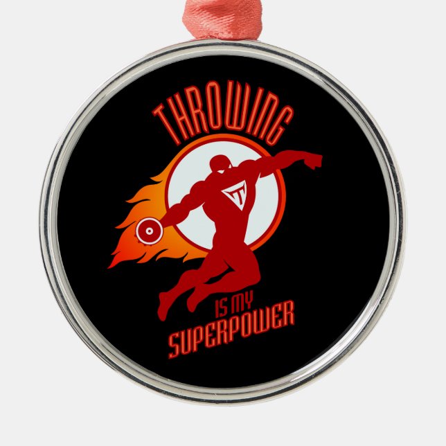 throwing discus is my superpower metal tree decoration (Front)
