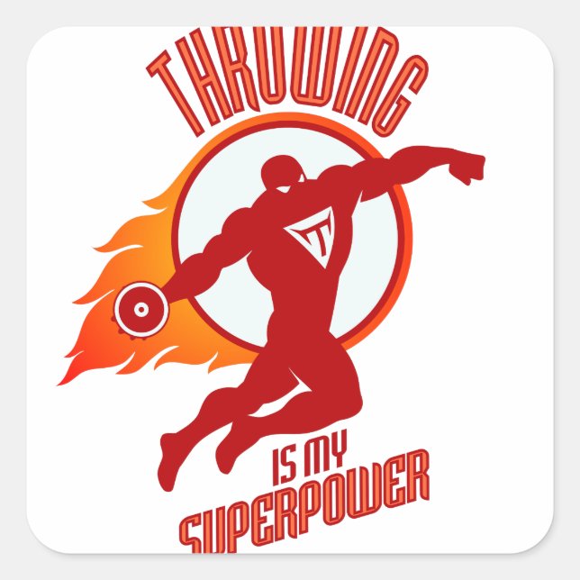 throwing discus is my superpower square sticker (Front)