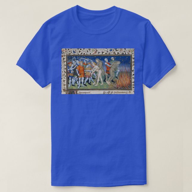 Throwing Wildmen into the Fire Medieval T-Shirt (Design Front)