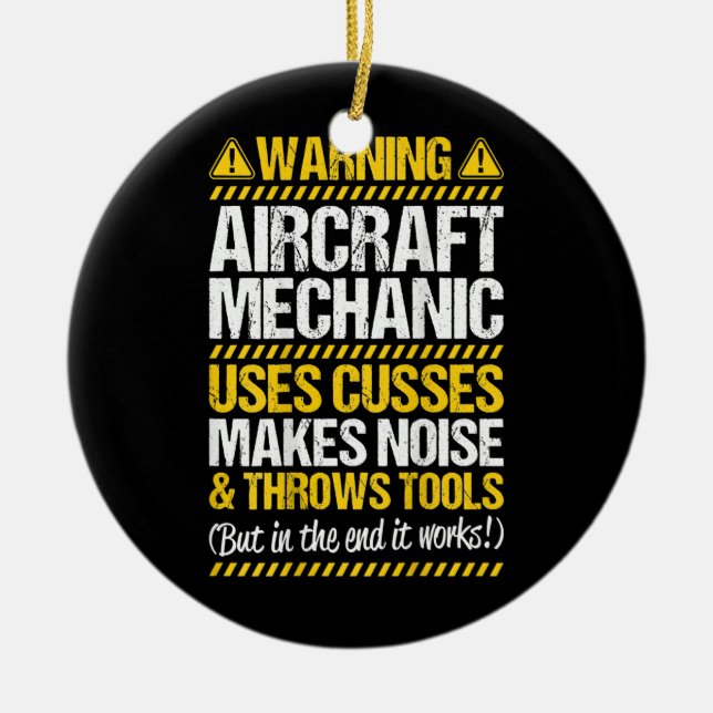 Throws Tools Aircraft Mechanic  Ceramic Tree Decoration (Front)