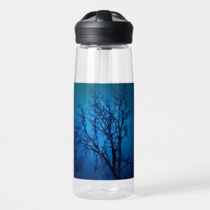 Thru The Glass, Weeping Tree Blue Abstract Art Water Bottle