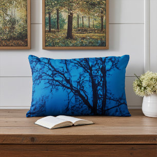 Thru The Glass, Weeping Tree Blue Abstract Wall Decorative Cushion
