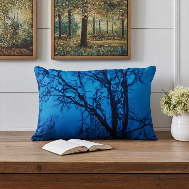 Thru The Glass, Weeping Tree Blue Abstract Wall Decorative Cushion (Creator Uploaded)