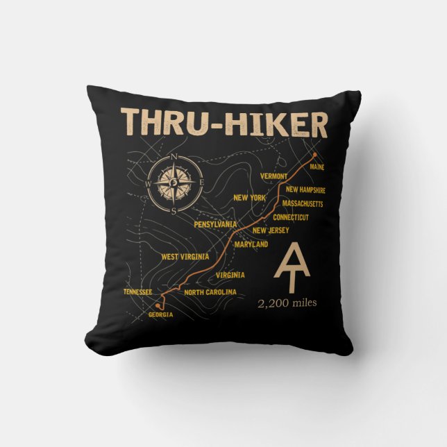 Thruh Hiker Appalachian Trail Hiking  Cushion (Front)