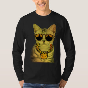 Thug Gangster Sunglasses Chain Gansta Cat  Kitty T-Shirt