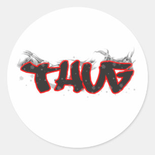 thug graffiti design classic round sticker