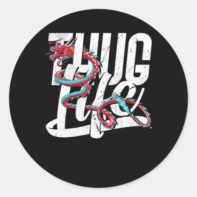 Thug Life Dragon Classic Round Sticker (Front)